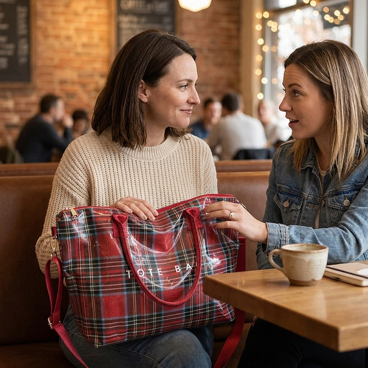 Carroway – Glossy Checkered Tote Bag