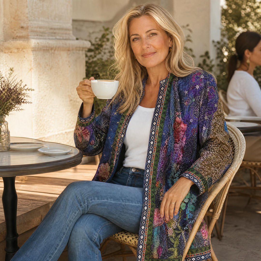 Patrice – Art-Print Open Jacket for Effortless Style