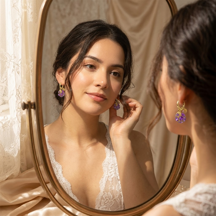 Violetta – Romantic Amethyst Crystal Earrings for Her