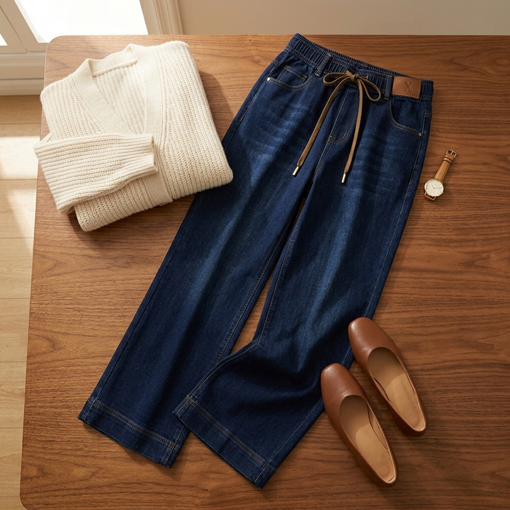 Velora – Drawstring Wide-Leg Comfort Jeans