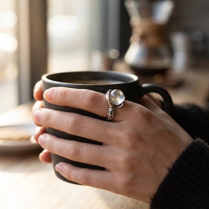 Orbivra – Gothic crystal ball statement ring