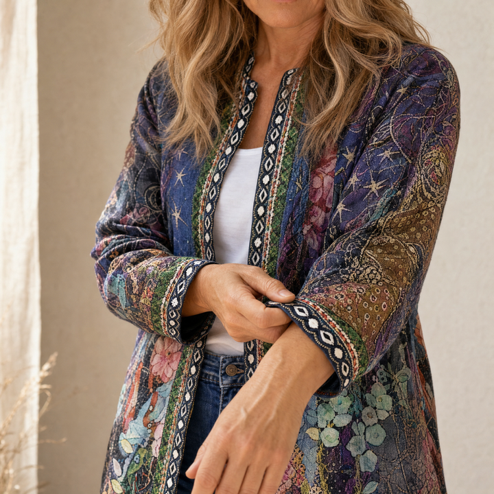 Patrice – Art-Print Open Jacket for Effortless Style
