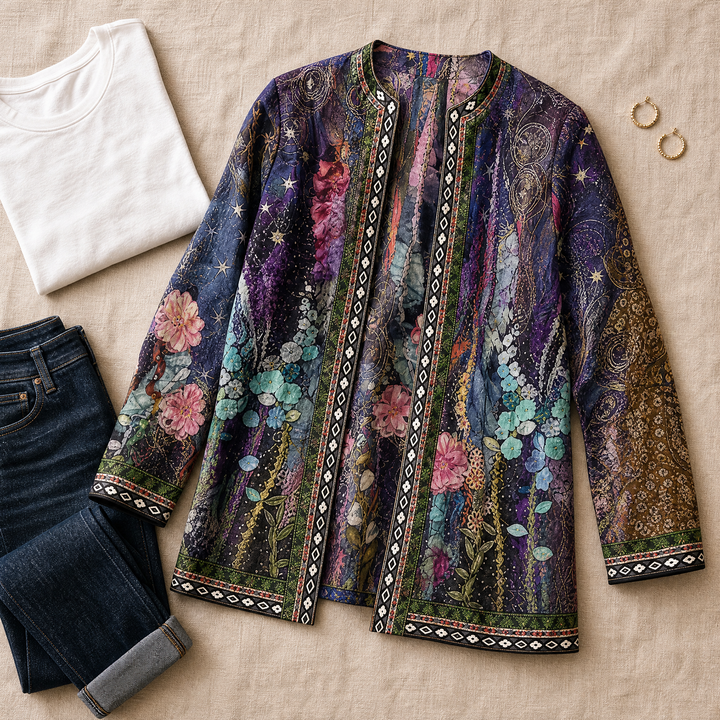 Patrice – Art-Print Open Jacket for Effortless Style