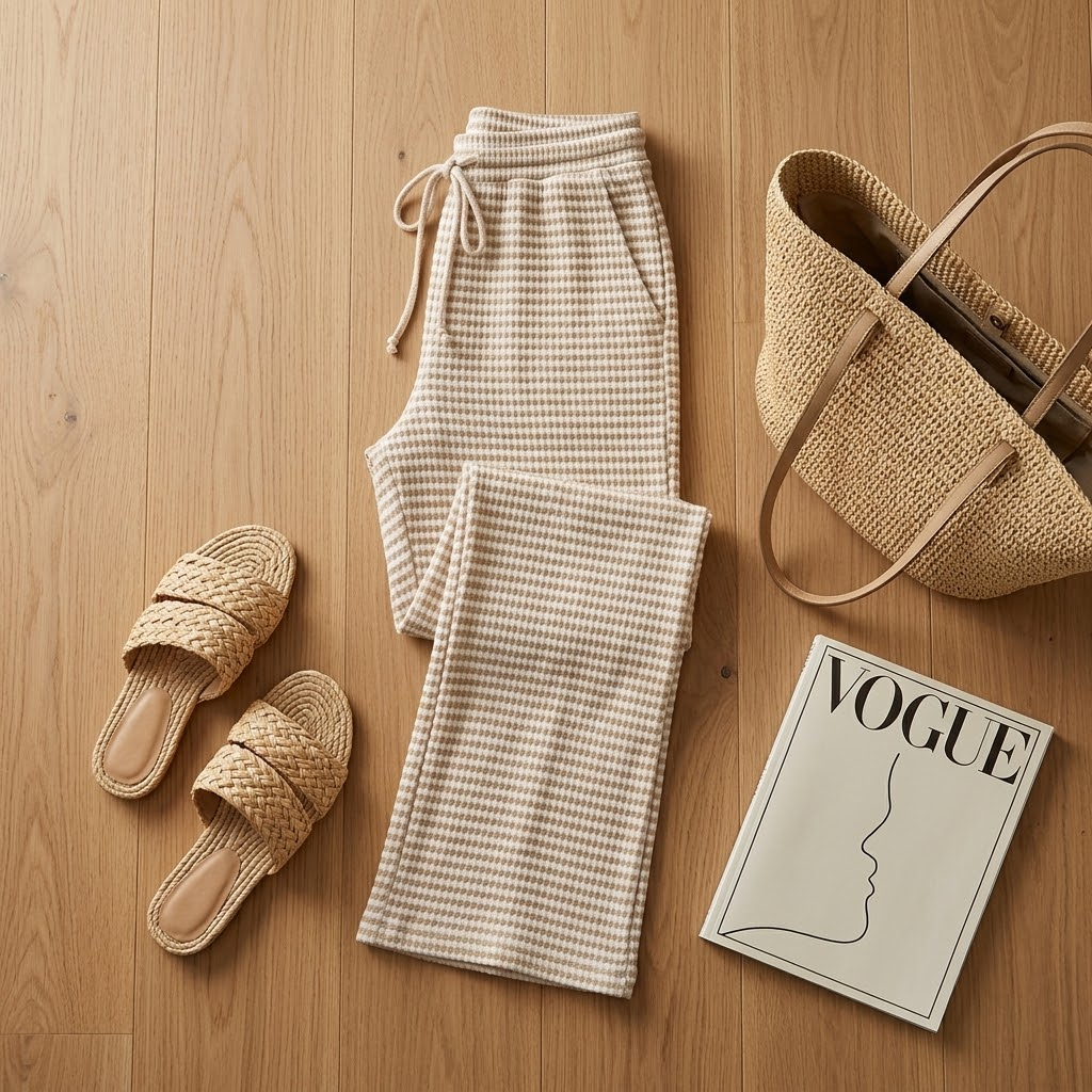 Seralune – Textured Knit Wide-Leg Trousers
