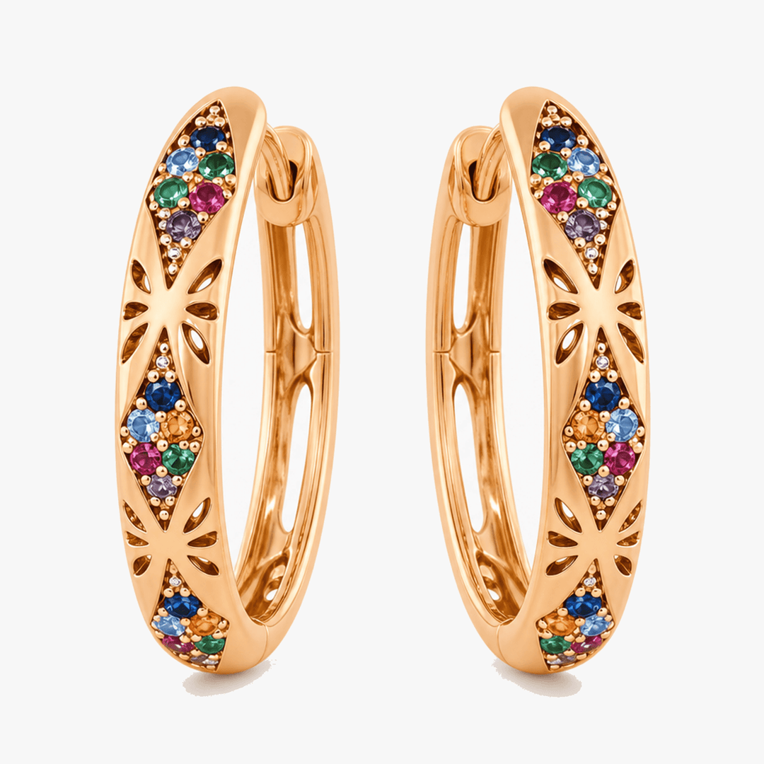 Lumielle – Sparkling Rose-Gold Floral Hoop Earrings