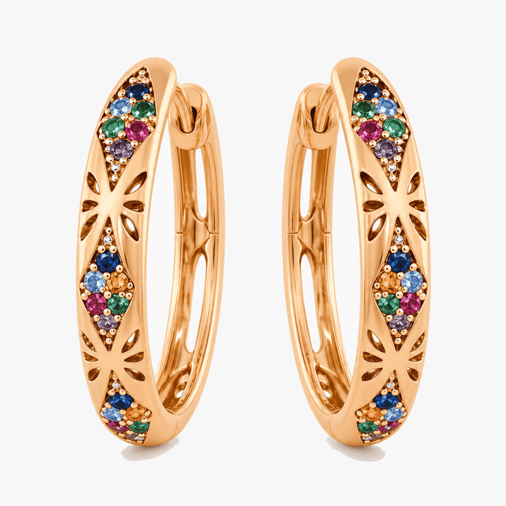 Lumielle – Sparkling Rose-Gold Floral Hoop Earrings