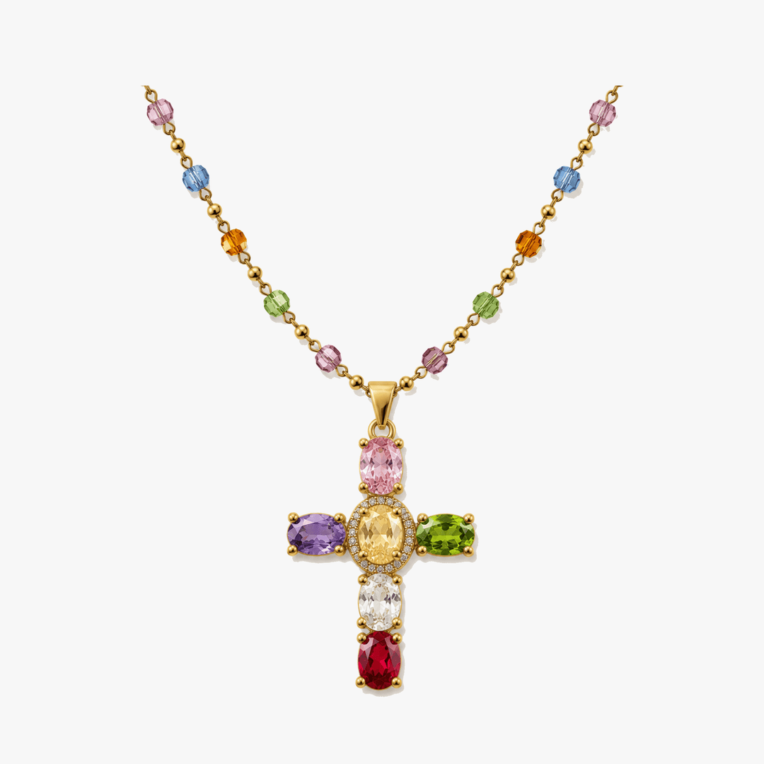 Lumora – Rainbow Cross Pendant Necklace