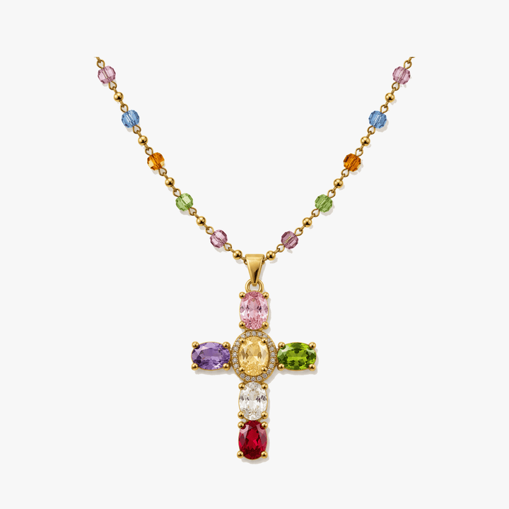 Lumora – Rainbow Cross Pendant Necklace