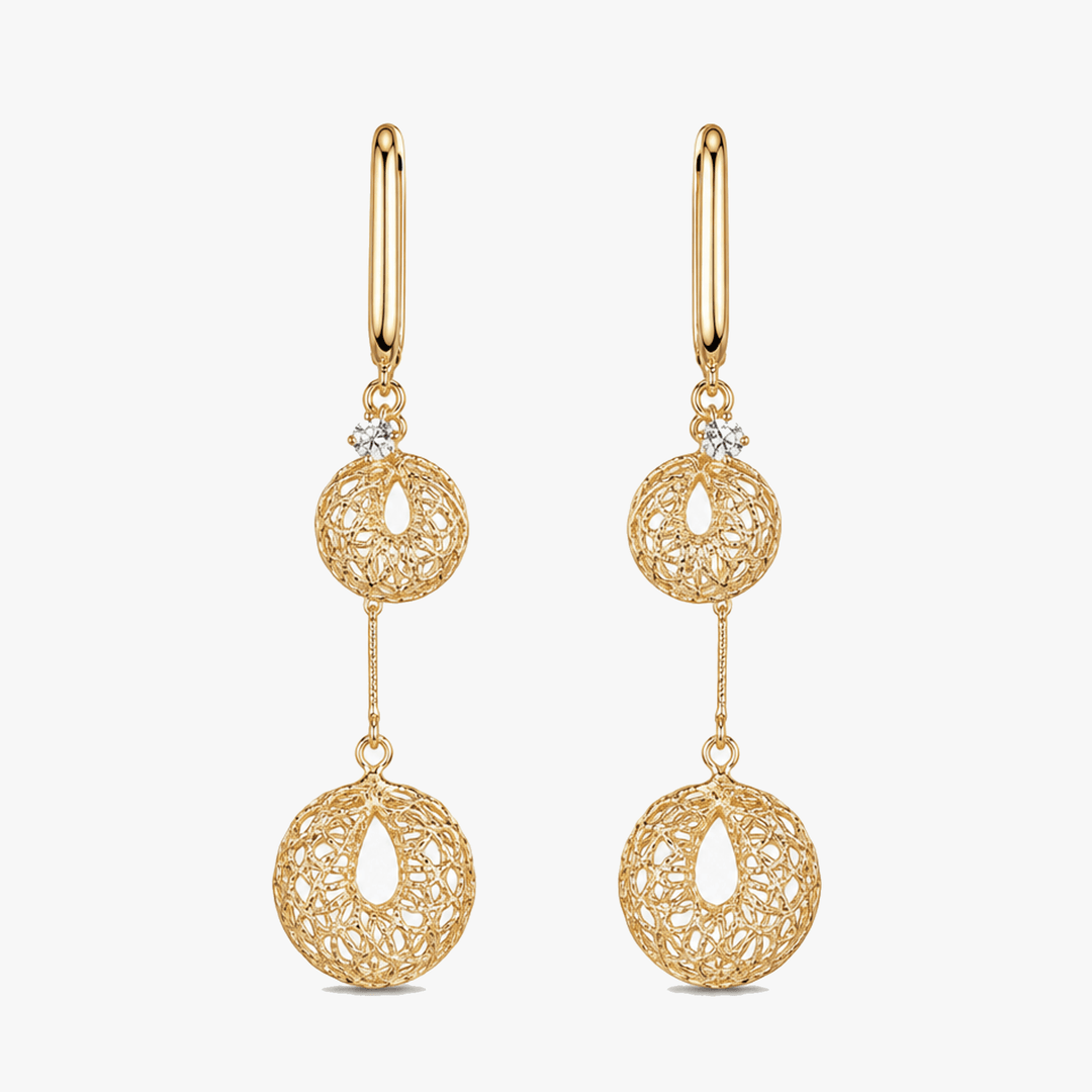 Lunavia – Woven Gold Crystal Drop Earrings