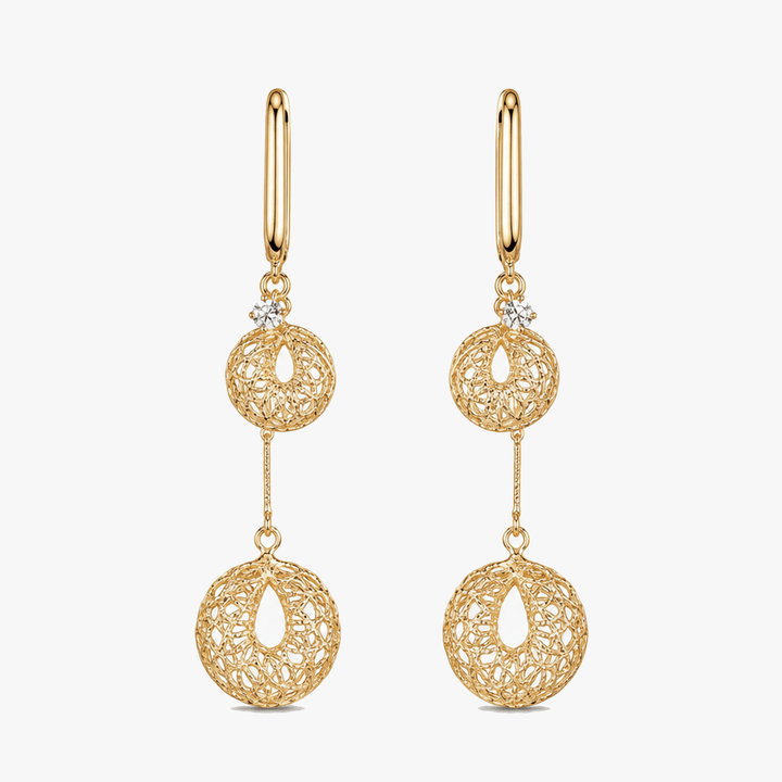 Lunavia – Woven Gold Crystal Drop Earrings