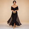 Madeline | Draped Sleeve Evening Gown