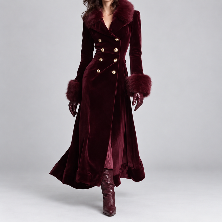 Isadora | Faux-Fur Collar Velvet Coat