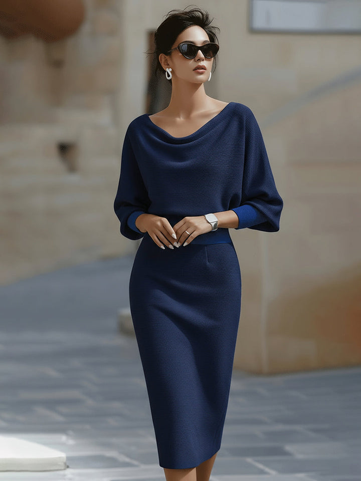 Lydia | Draped Batwing-Sleeve Dress for Women