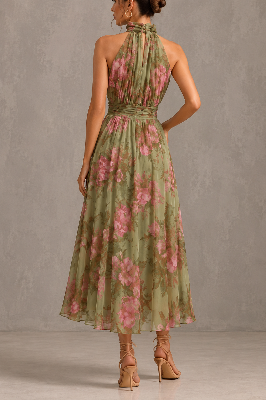 Livia | Elegant Floral Maxi Halter Dress