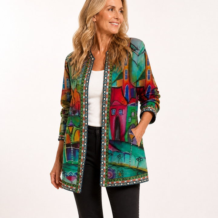 Patrice – Art-Print Open Jacket for Effortless Style