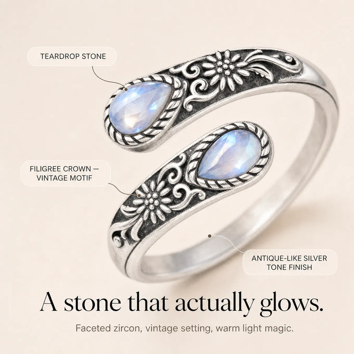 Lunavia – Vintage Moonstone Teardrop Ring