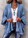 Corinne | Chic Boho Denim Ruffle Trim Cardigan