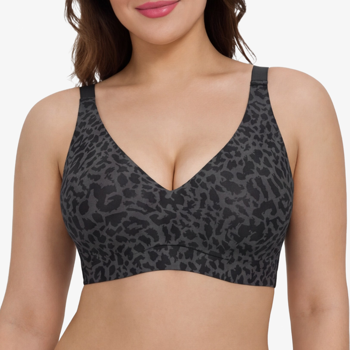 Veluna – Wireless Leopard V Neck Contour Bra