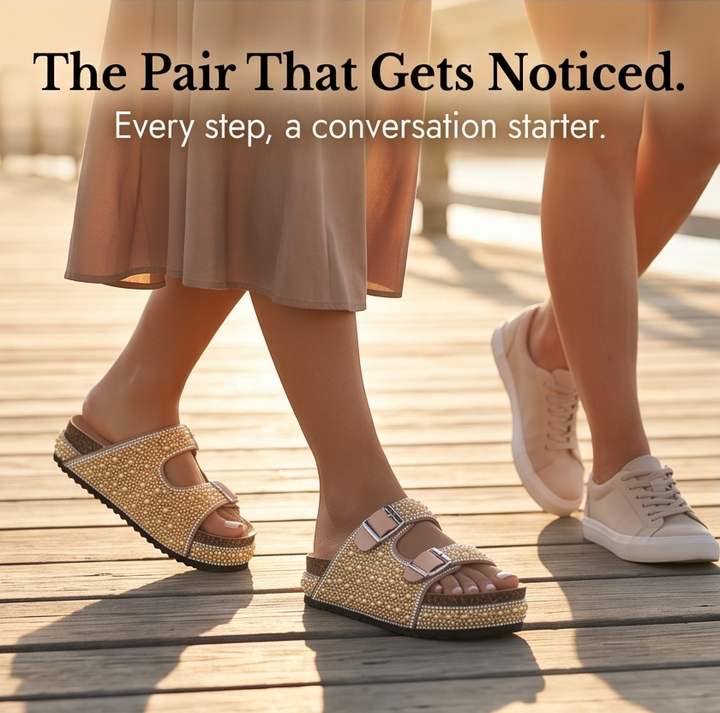Pearlique – Pearl Platform Slide Sandals