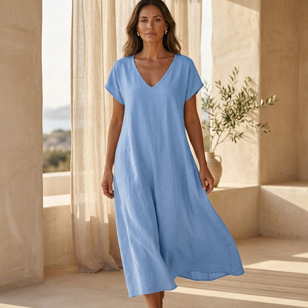 Elara - Draped Maxi Summer Dress