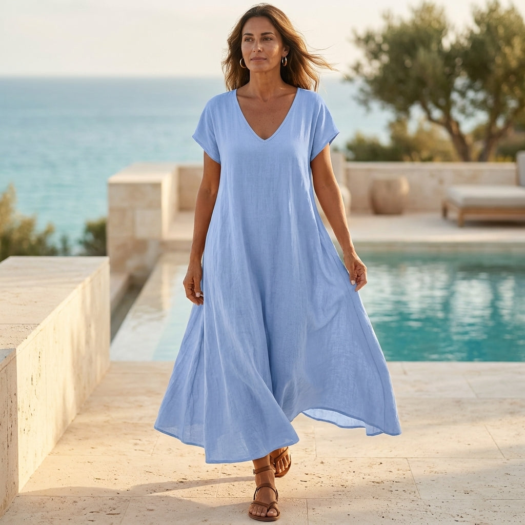 Elara - Draped Maxi Summer Dress