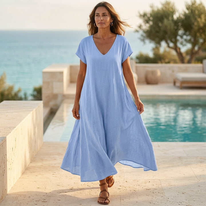 Elara - Draped Maxi Summer Dress