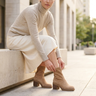 Celine - Khaki Suede Ankle Boots with Zip Closure