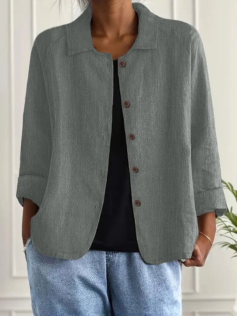 Deborah | Relaxed Crinkle-Texture Button-Front Blouse