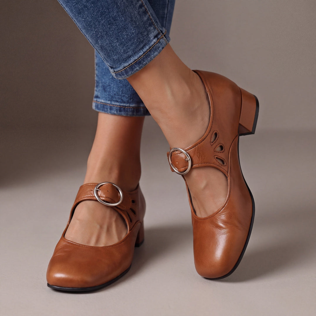 Josephine | Leather Mary Jane Block Heels