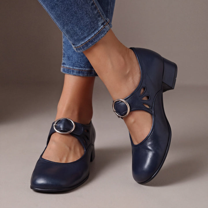 Josephine | Leather Mary Jane Block Heels