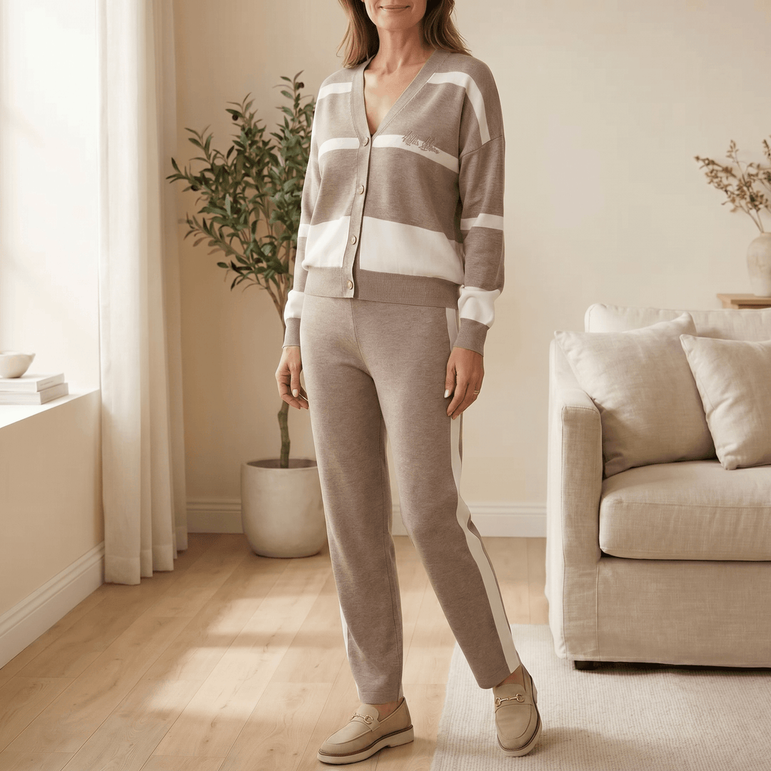 Lunessa – Striped Knit Cardigan and Pants Set