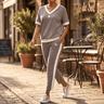 Ellara – Women's Contrast Trim V-Neck Pants Set