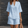 Veluna – Women's Breezy V-Neck Summer Set