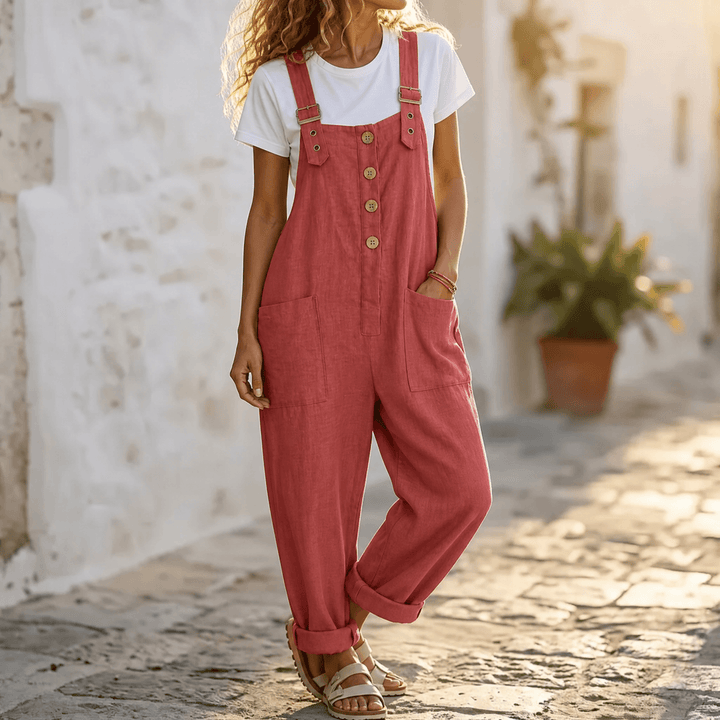 Slowlinen – Loose Button-Front Overalls