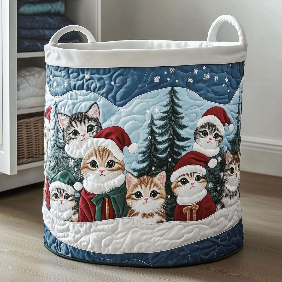 Snowy Kitten Gathering Laundry Basket
