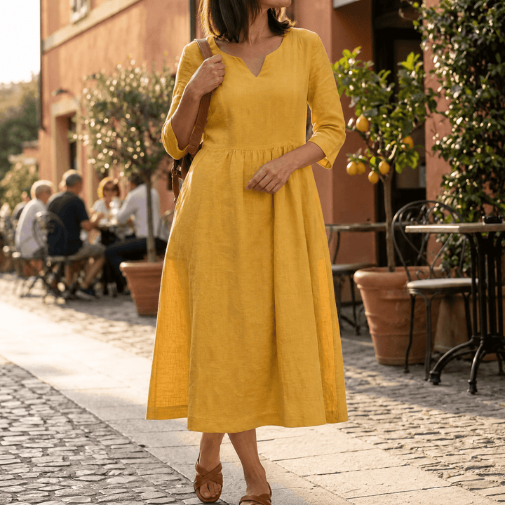 Solenne – Relaxed V-Neck Midi Dress