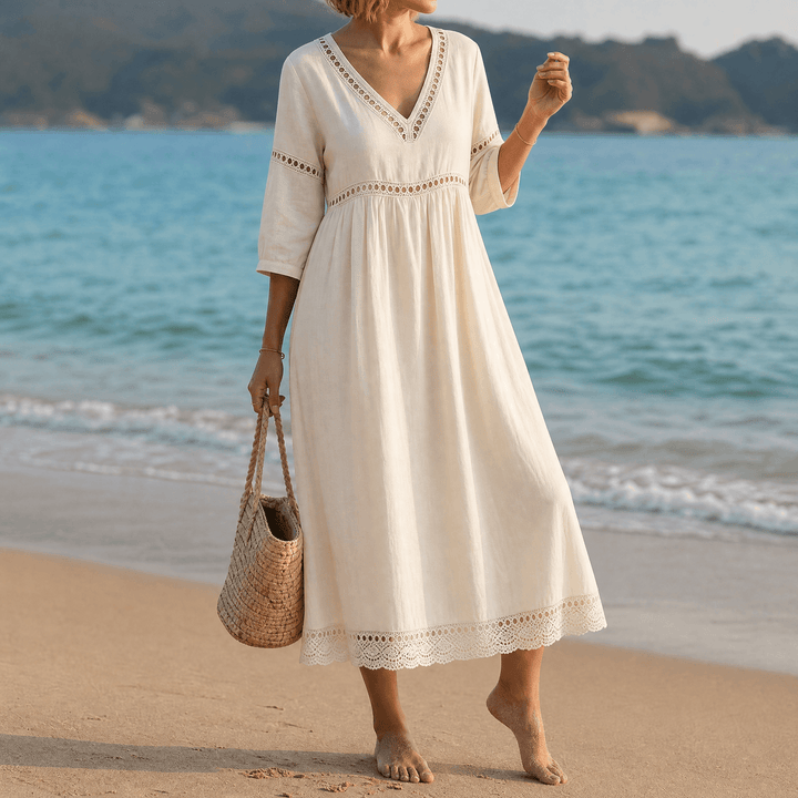 Solmera – Crochet Trim Midi Dress