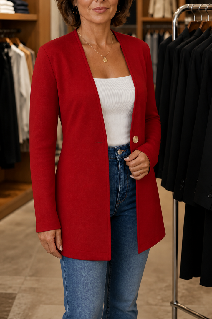 Linevalle | V-Neck Single-Button A-Line Blazer