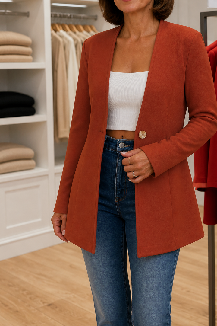 Linevalle | V-Neck Single-Button A-Line Blazer