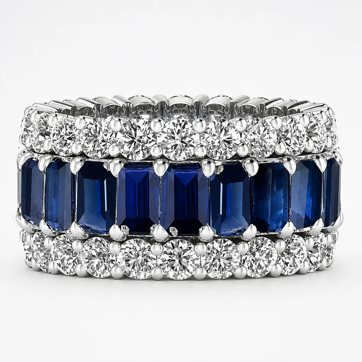 Solenne – Triple-Row Sapphire-look Eternity Band Ring for Women