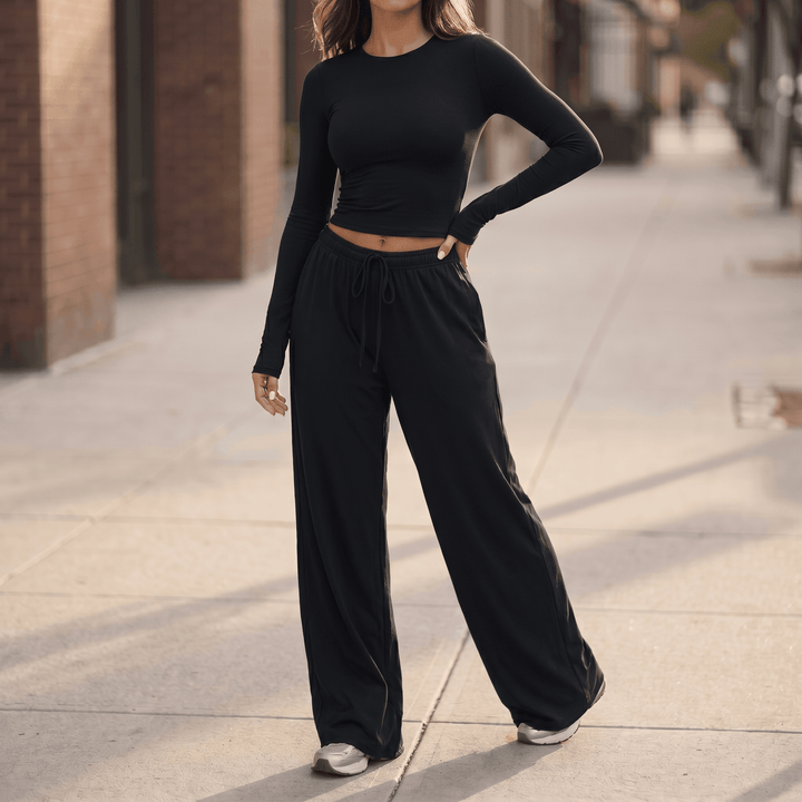 Velaire – Soft Crop Top and Wide Leg Pants Set