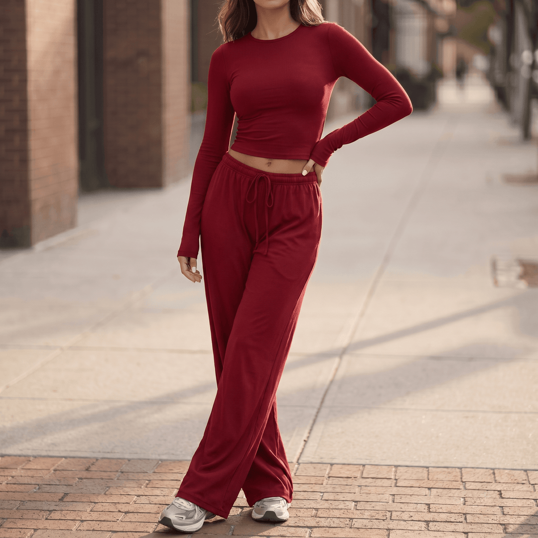 Velaire – Soft Crop Top and Wide Leg Pants Set