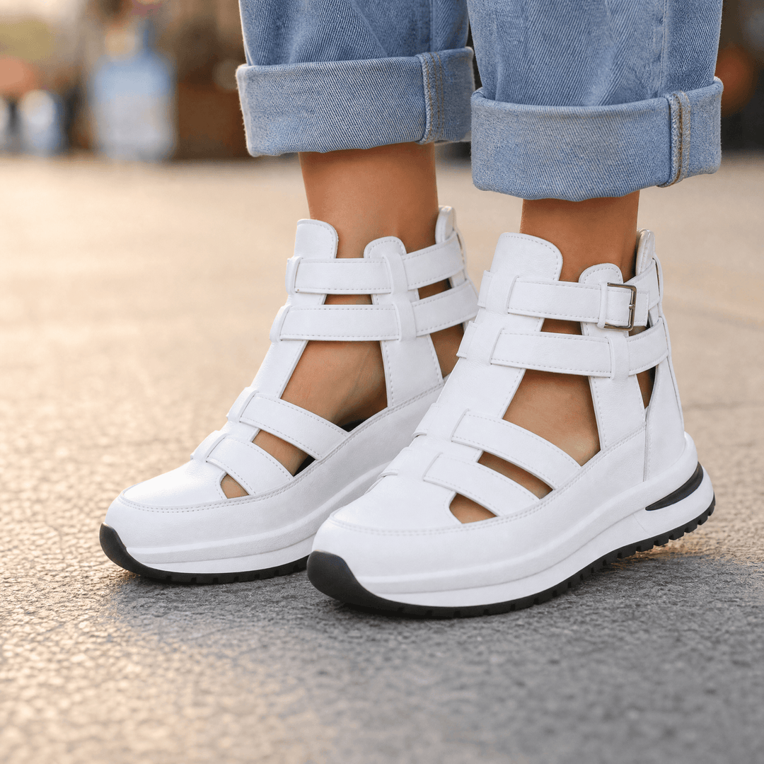 Veluna – Caged Wedge Sandals with Hidden Platform