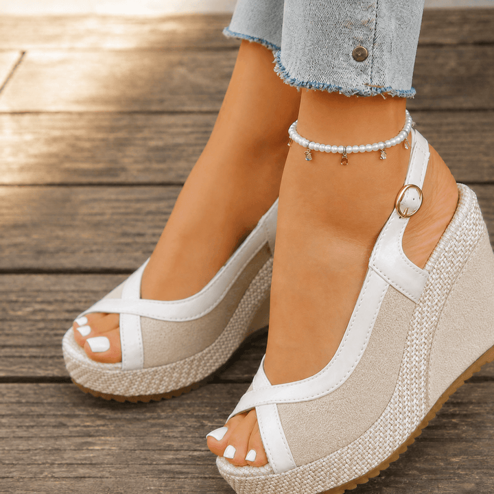 Veluna – Cushioned Peep-Toe Wedge Sandals
