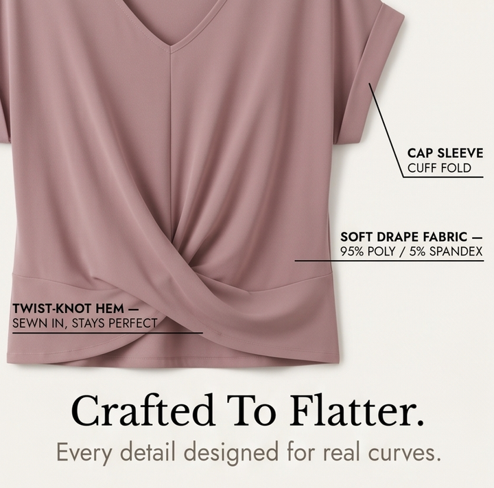 Veluna – Twist-Knot V-Neck Top for Effortless Everyday Style
