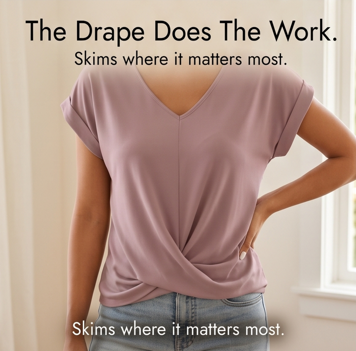 Veluna – Twist-Knot V-Neck Top for Effortless Everyday Style